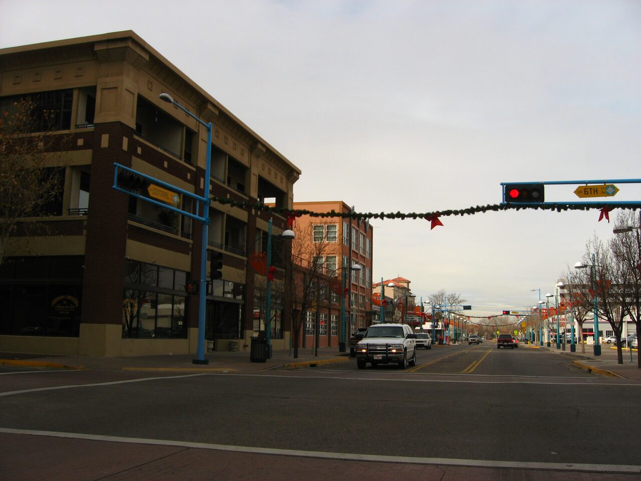 Commercial streetscape along Central Avenue in Albuquerque