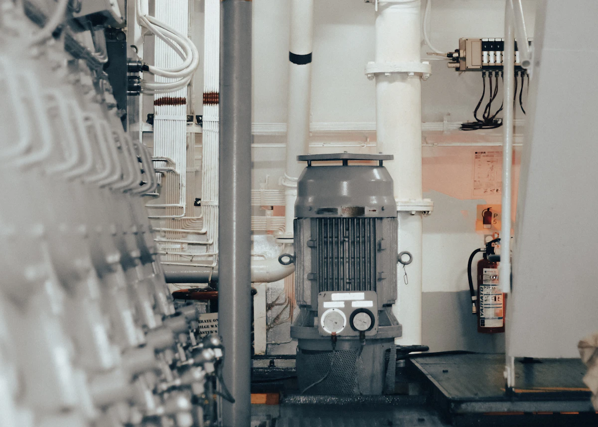 Industrial motors and machinery inside a production facility