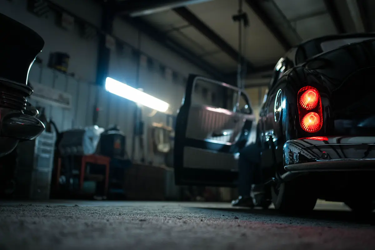 Customer vehicle in a professional automotive workshop